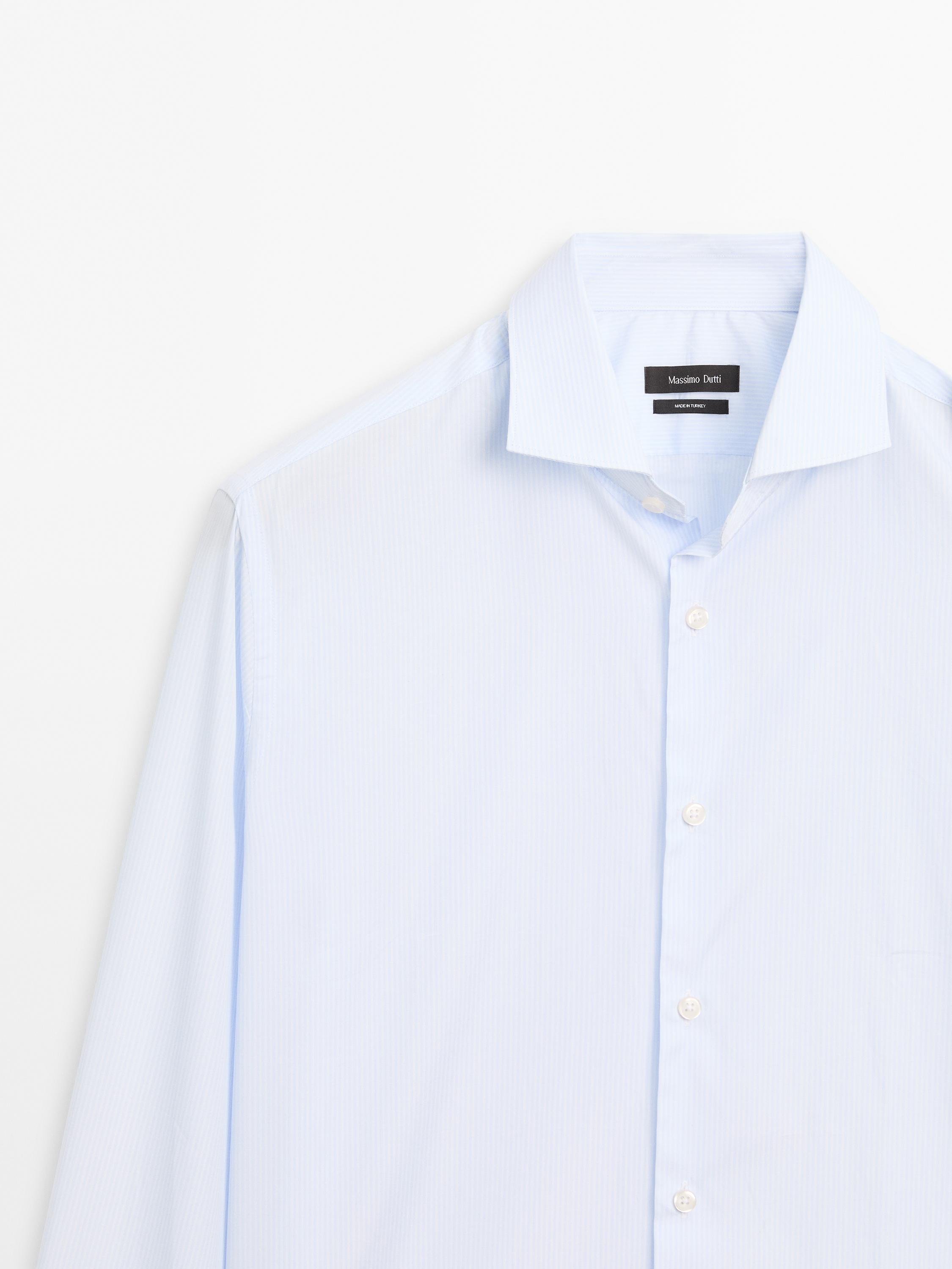 Slim fit striped 100% cotton shirt